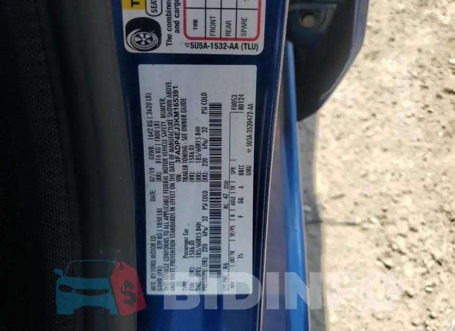 3FADP4EJ3KM165391 Photo# 12