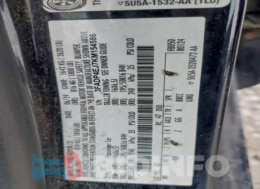 3FADP4EJ7KM154586 Photo# 12