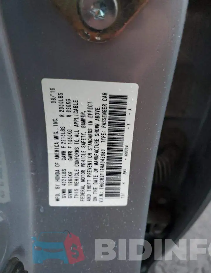 1HGCR2F18HA045080 Photo# 12