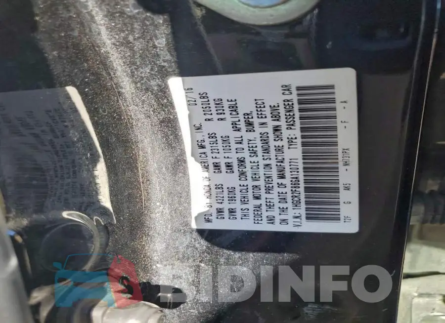 1HGCR2F86GA130771 Photo# 12