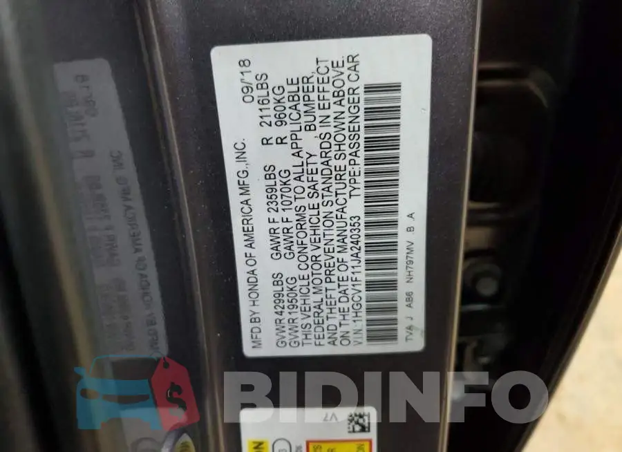 1HGCV1F11JA240353 Photo# 12
