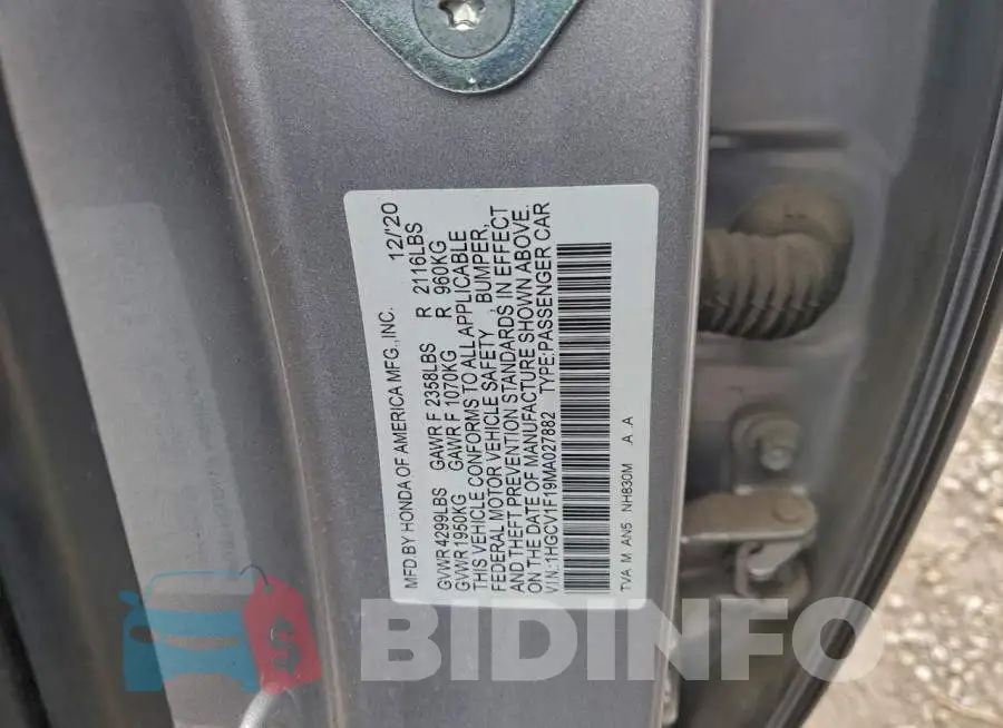 1HGCV1F19MA027882 Photo# 12