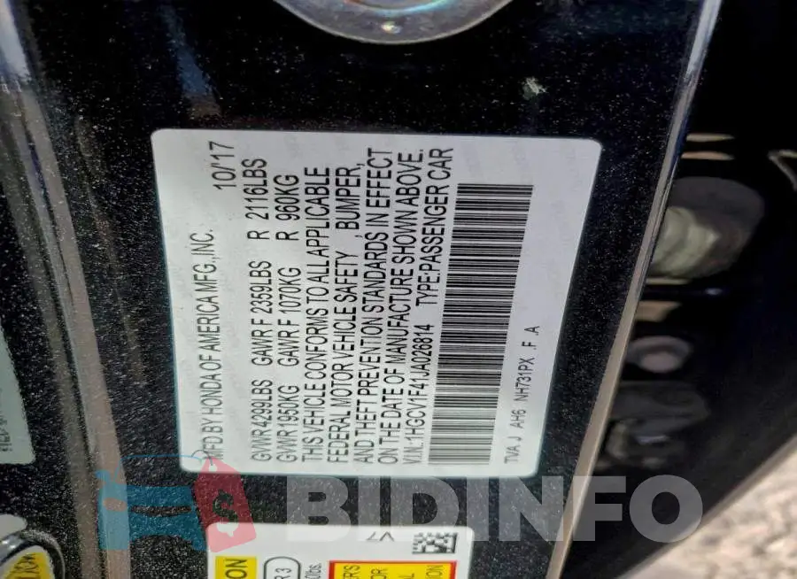 1HGCV1F41JA026814 Photo# 13
