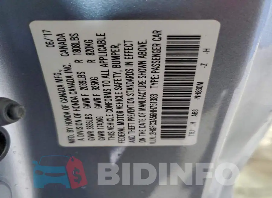 2HGFC3A56HH751383 Photo# 12