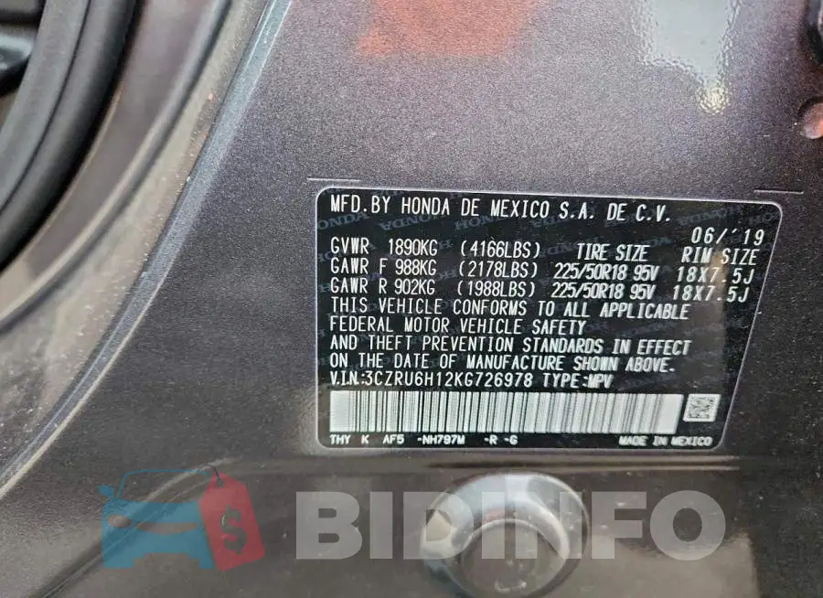 3CZRU6H12KG726978 Photo# 13
