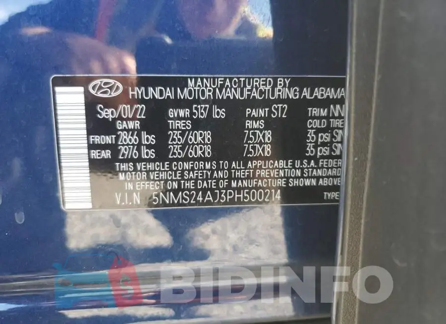 5NMS24AJ3PH500214 Photo# 13
