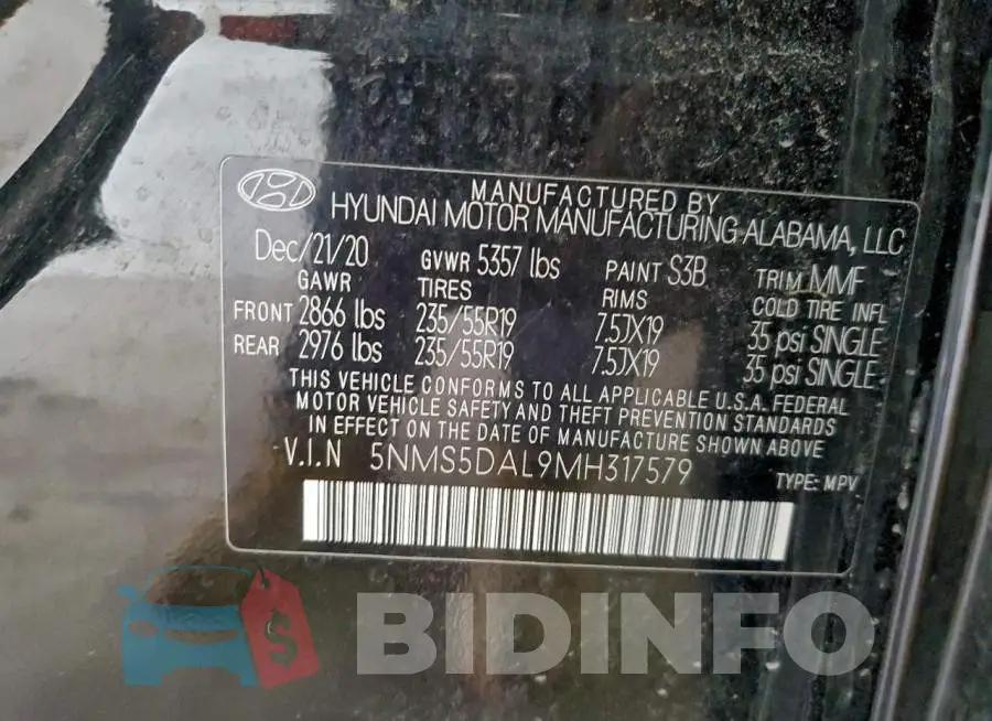 5NMS5DAL9MH317579 Photo# 13