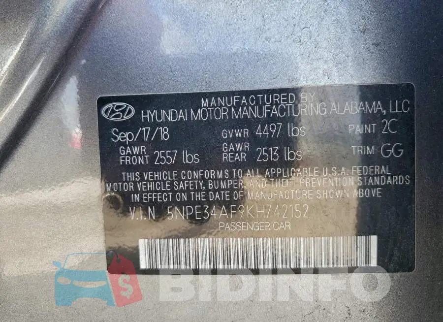 5NPE34AF9KH742152 Photo# 12