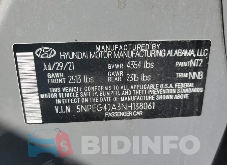 5NPEG4JA3NH138061 Photo# 13