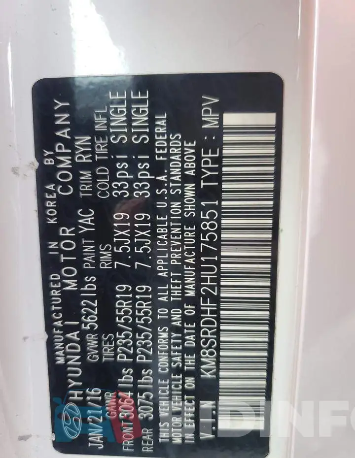KM8SRDHF2HU175851 Photo# 13