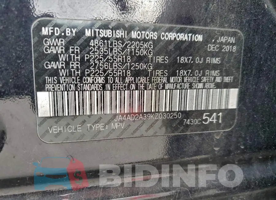 JA4AD2A39KZ030250 Photo# 14