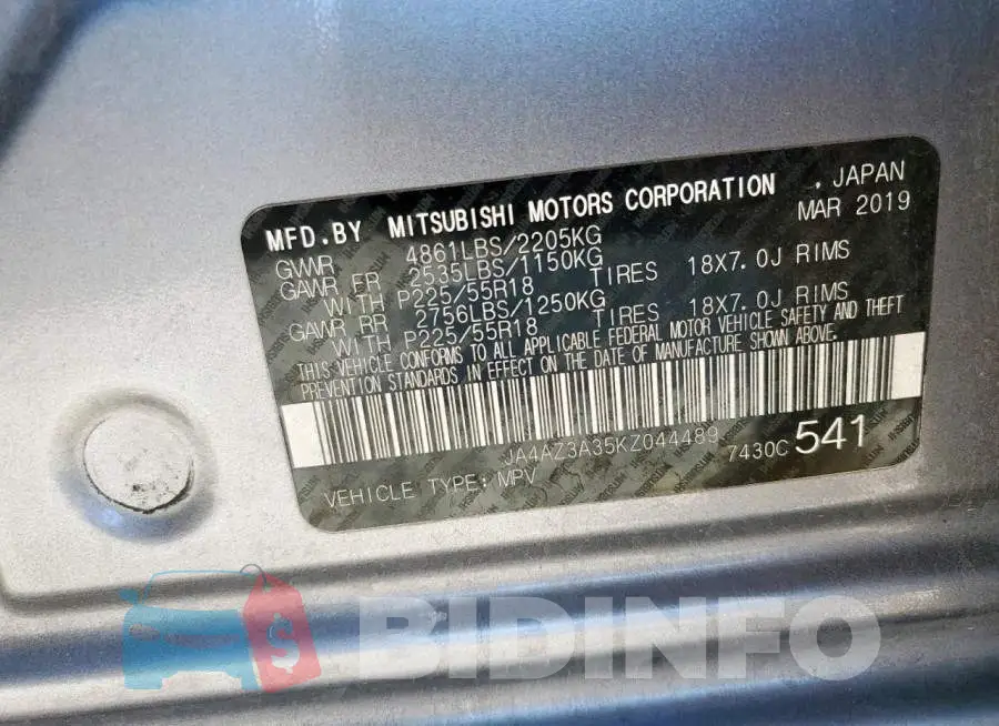 JA4AZ3A35KZ044489 Photo# 13