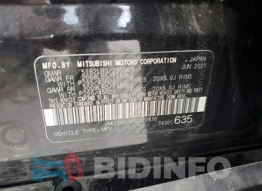 JA4J3VA84NZ022870 Photo# 14