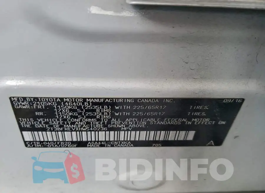2T3BFREVXHW540236 Photo# 13