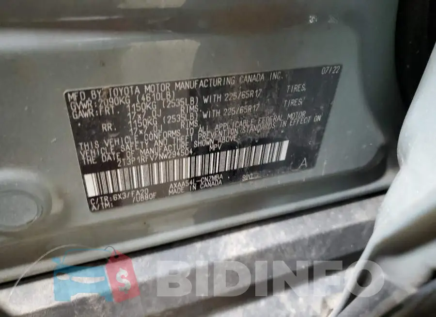 2T3P1RFV7NW294504 Photo# 13