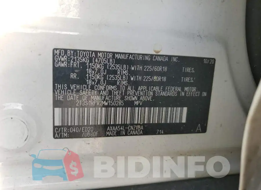 2T3S1RFV2MW150285 Photo# 13