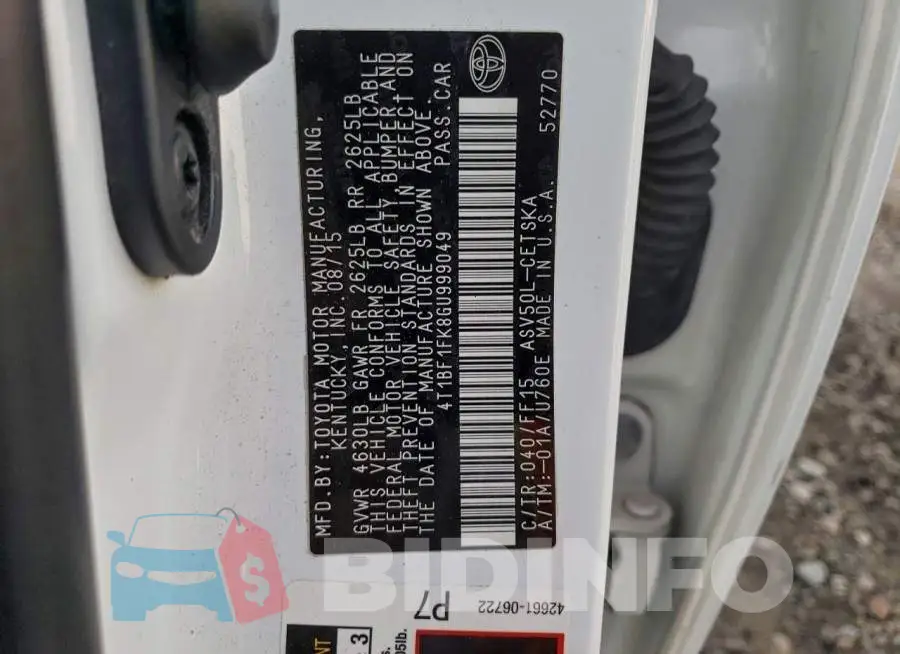 4T1BF1FK8GU999049 Photo# 12