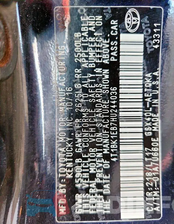4T1BK1EB7HU244036 Photo# 12