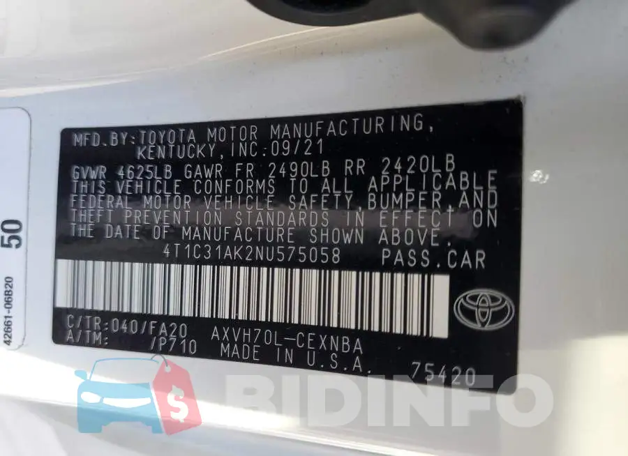 4T1C31AK2NU575058 Photo# 12