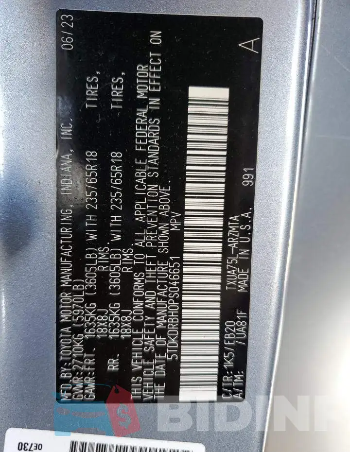 5TDKDRBH0PS046651 Photo# 14