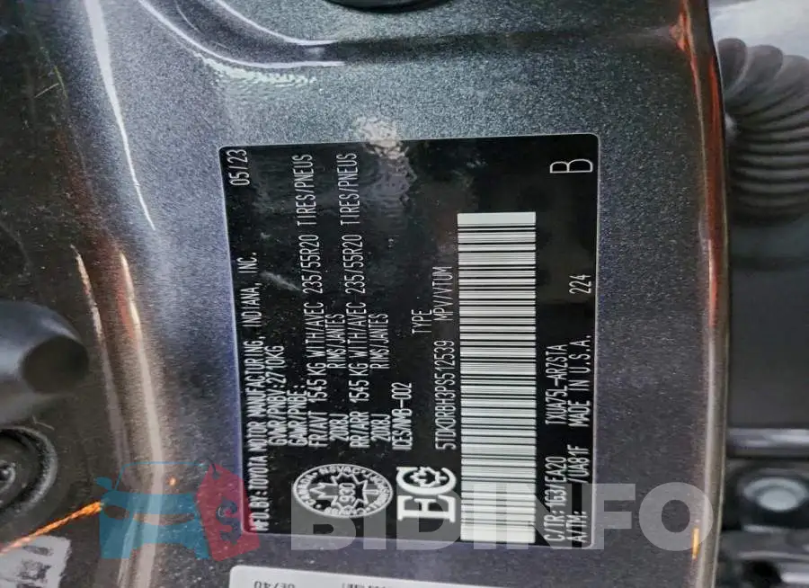 5TDKDRBH3PS512539 Photo# 13