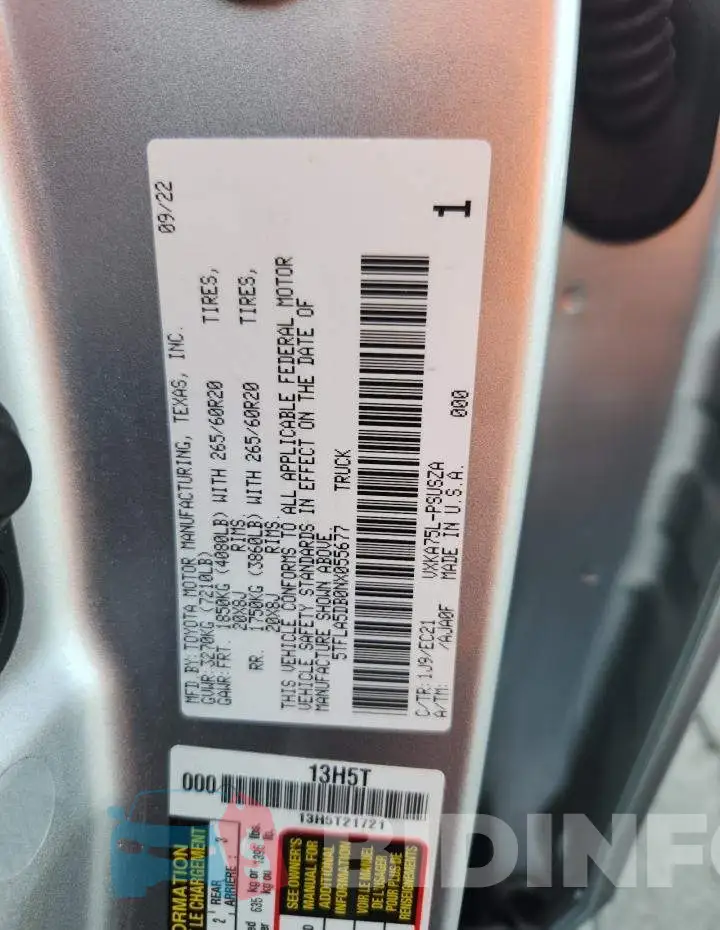 5TFLA5DB0NX055677 Photo# 13