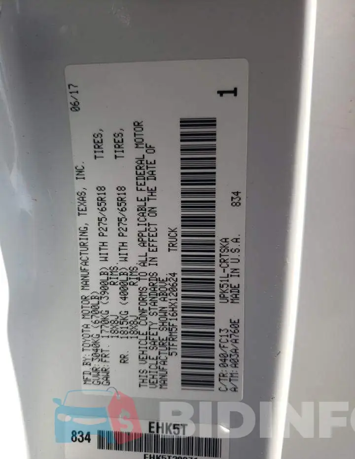 5TFRM5F16HX120624 Photo# 12