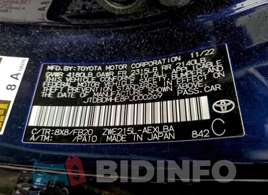 JTDBDMHE8PJ000269 Photo# 12