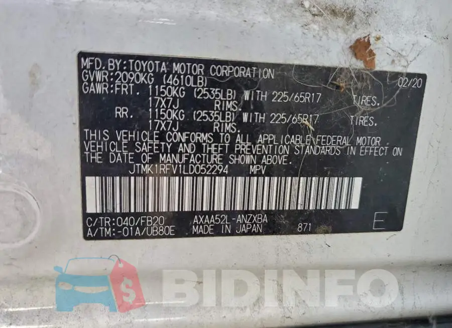 JTMK1RFV1LD052294 Photo# 13