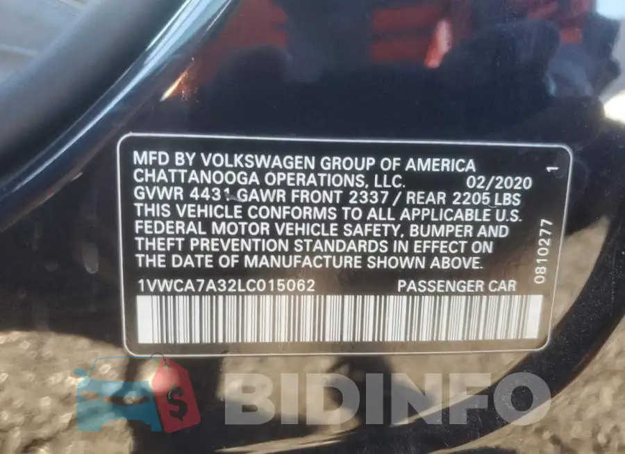1VWCA7A32LC015062 Photo# 12