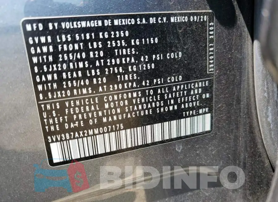 3VV3B7AX2MM007175 Photo# 13