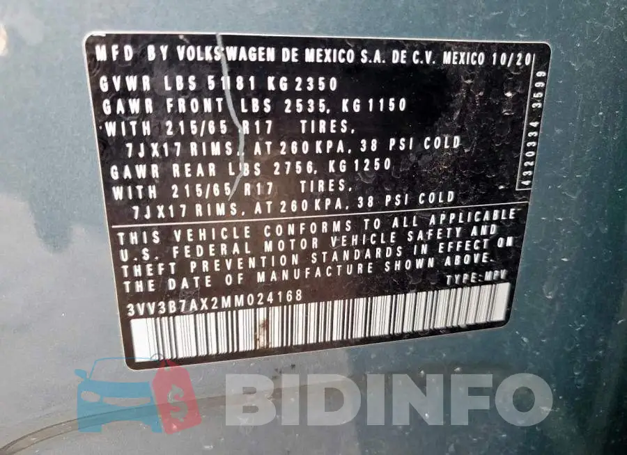 3VV3B7AX2MM024168 Photo# 13