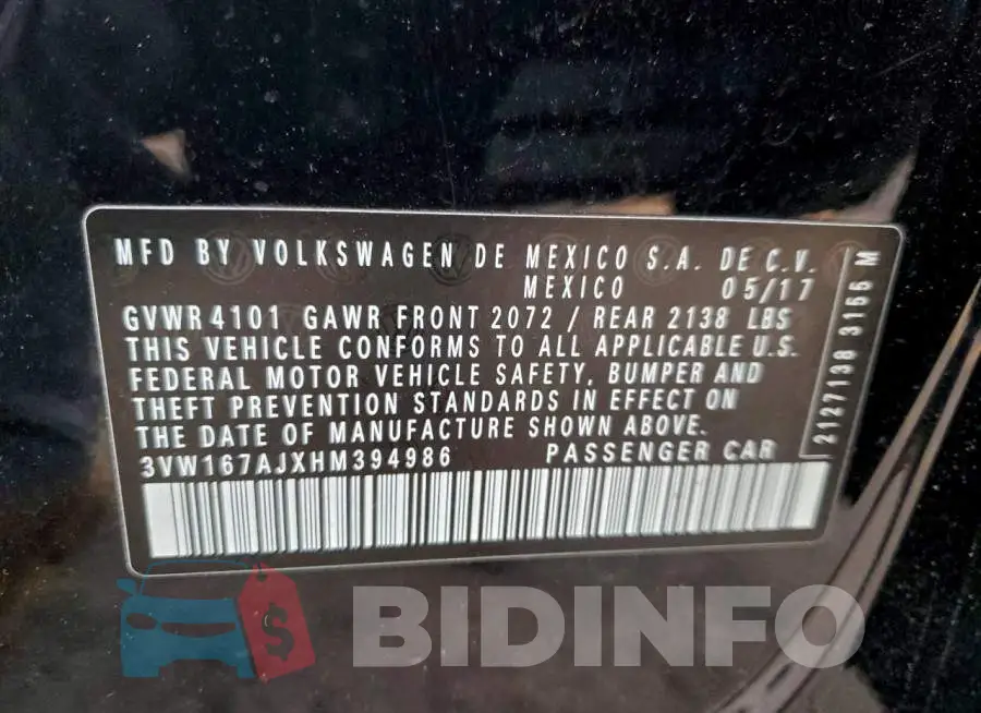 3VW167AJXHM394986 Photo# 12