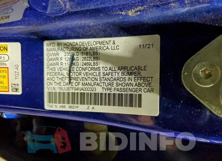 19UUB7F94NA000323 Photo# 12