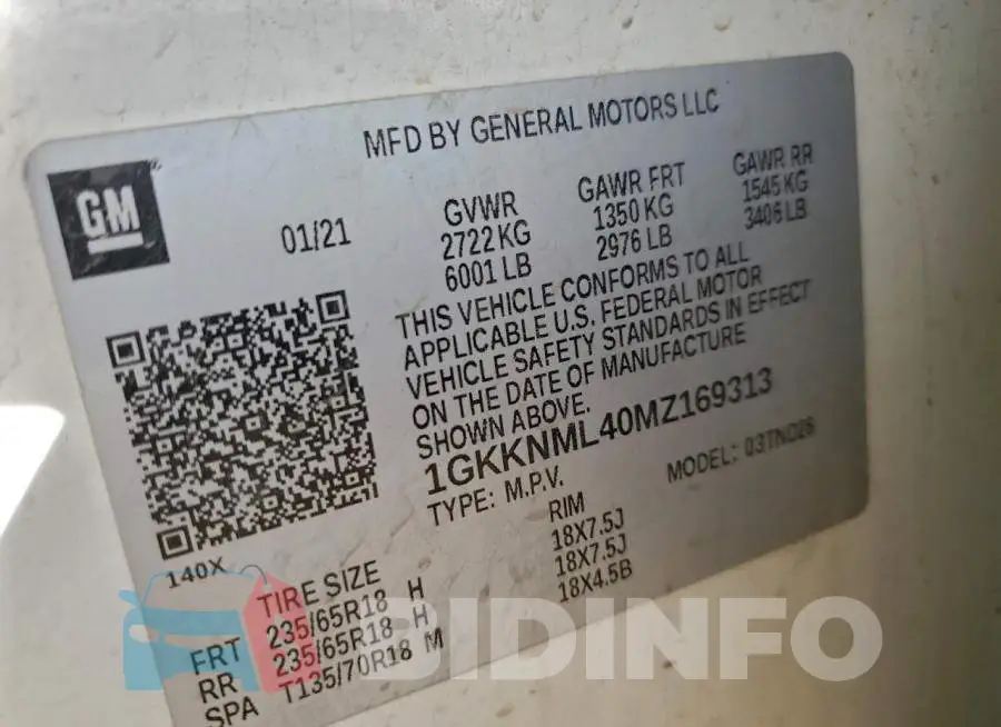 1GKKNML40MZ169313 Photo# 12