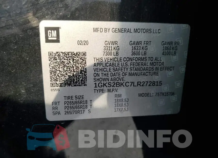 1GKS2BKC7LR272815 Photo# 14
