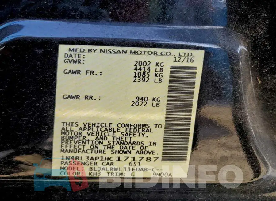 1N4BL3AP1HC171787 Photo# 12
