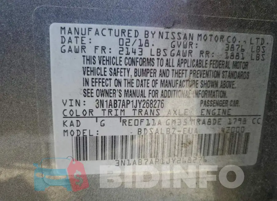 3N1AB7AP1JY268276 Photo# 12