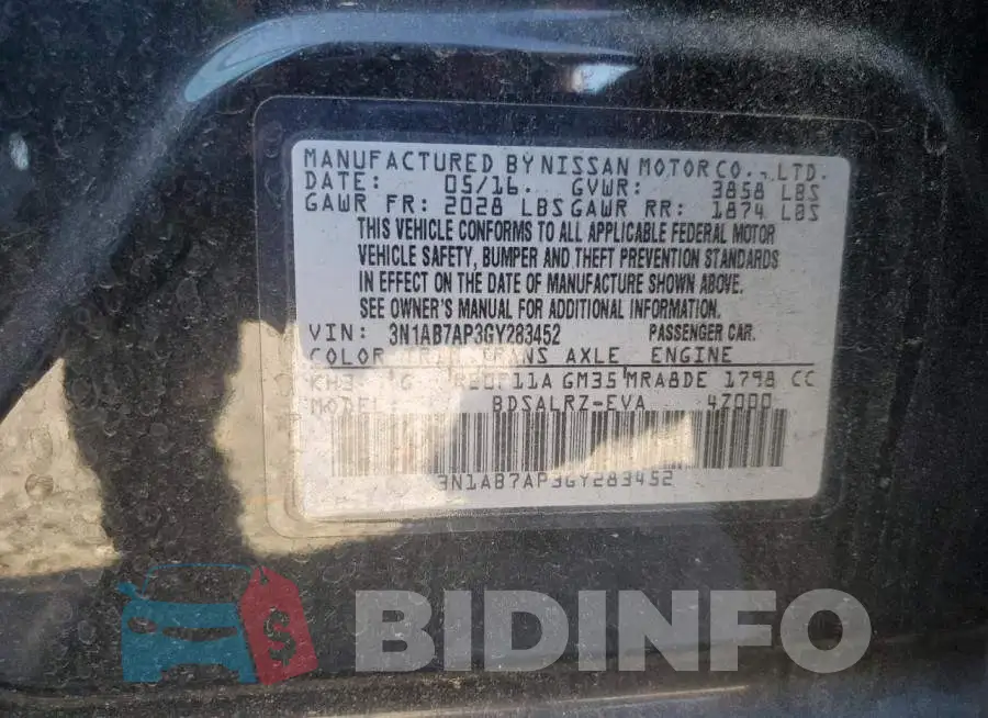 3N1AB7AP3GY283452 Photo# 13