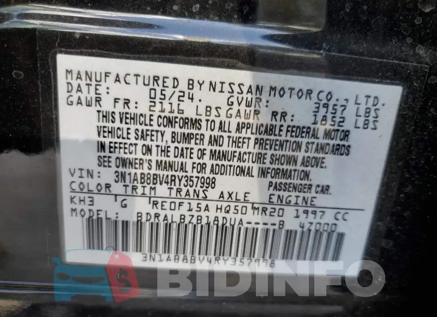 3N1AB8BV4RY357998 Photo# 12
