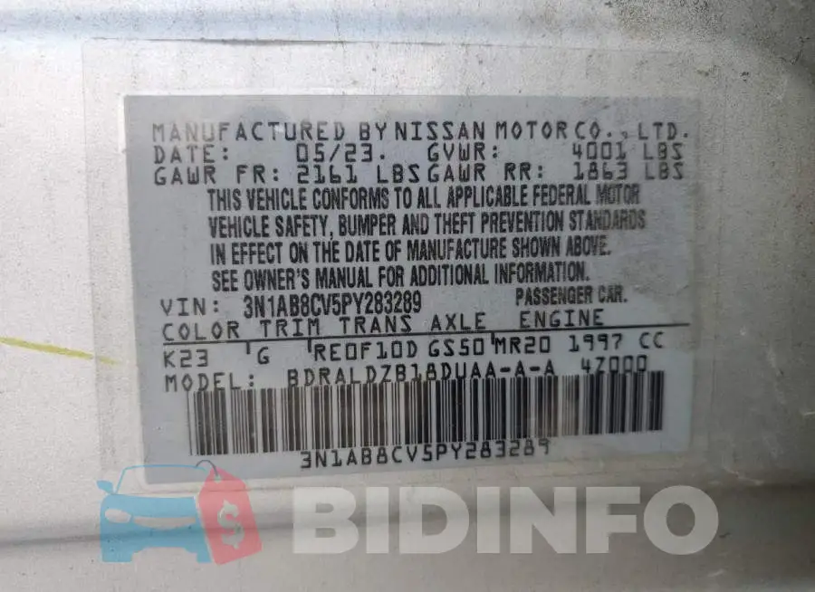 3N1AB8CV5PY283289 Photo# 12