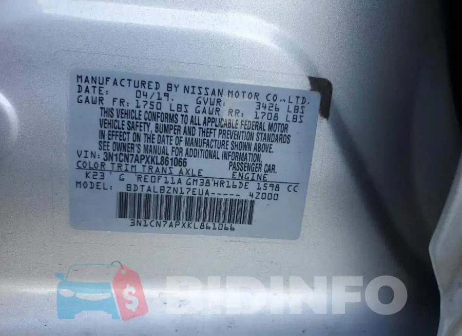 3N1CN7APXKL861066 Photo# 13