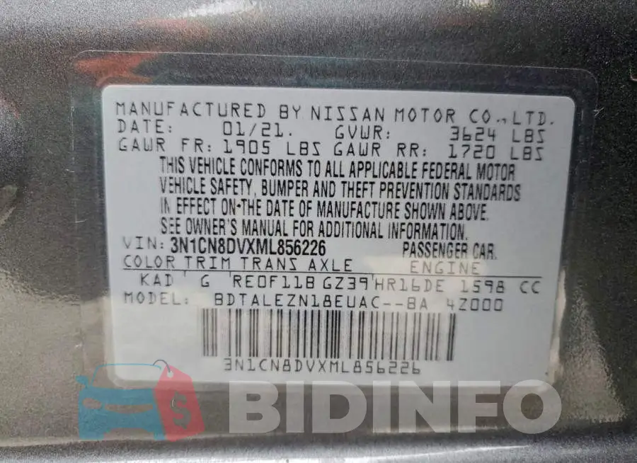 3N1CN8DVXML856226 Photo# 13