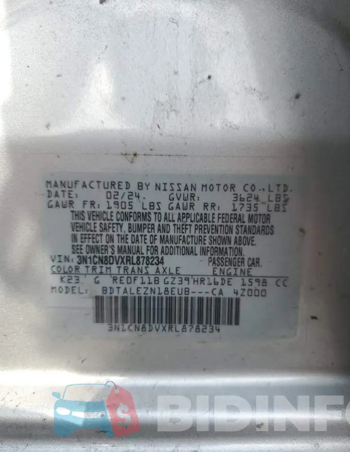 3N1CN8DVXRL878234 Photo# 12