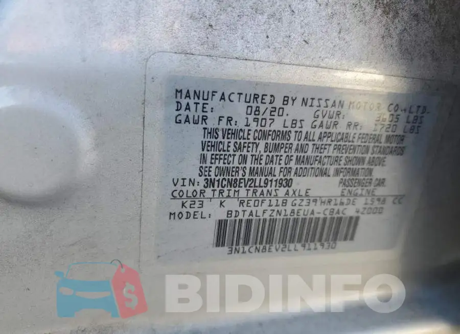 3N1CN8EV2LL911930 Photo# 12