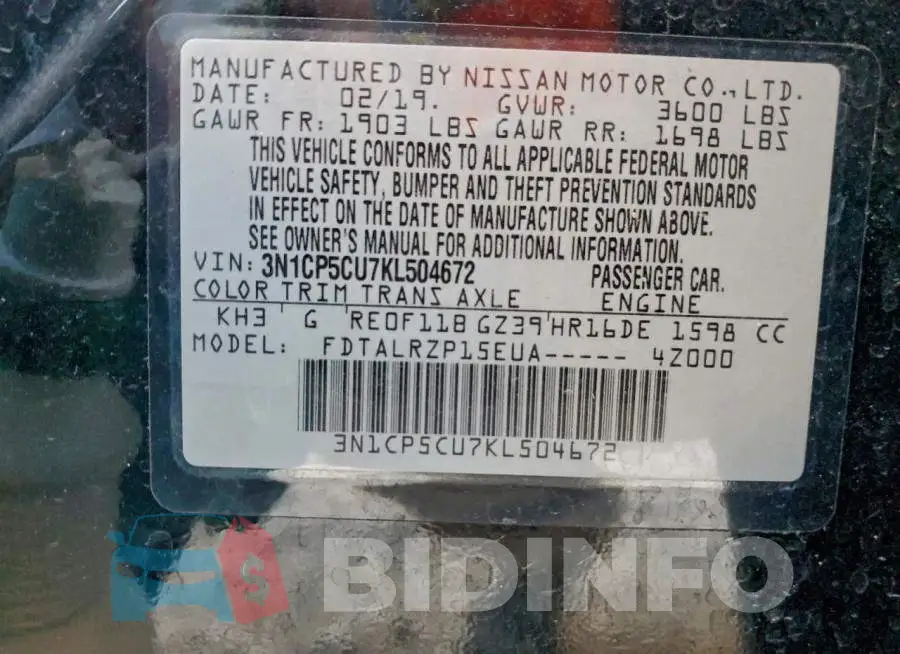 3N1CP5CU7KL504672 Photo# 13