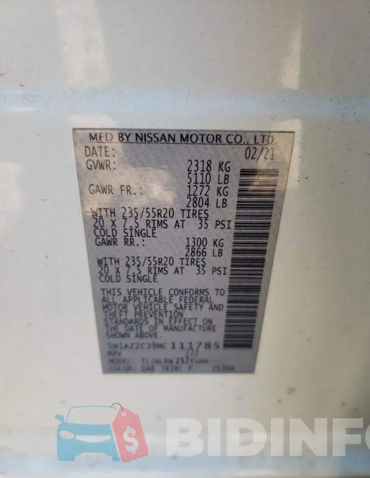 5N1AZ2CJ9MC111785 Photo# 13