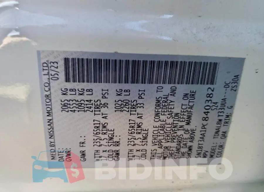 5N1BT3AA1PC840382 Photo# 13