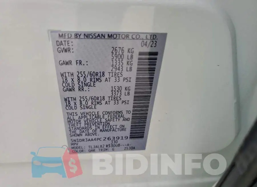 5N1DR3AA4PC263919 Photo# 13