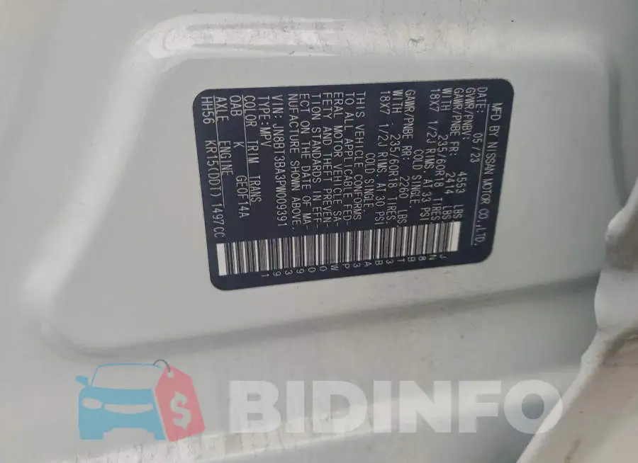 JN8BT3BA3PW009391 Photo# 13